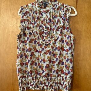 Poetry Ruffled Smocked Blouse with Bib Collar